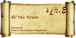 Árki Ervin névjegykártya